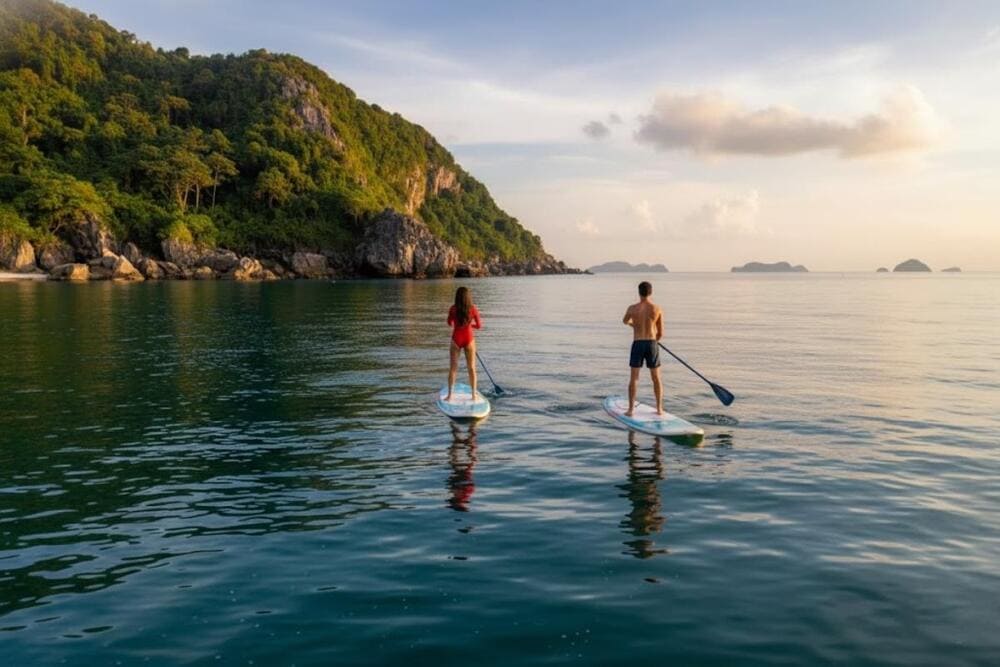 Nhiều kh&aacute;ch sạn v&agrave; đơn vị b&ecirc;n bờ biển tại Lăng C&ocirc; cung cấp dịch vụ như m&ocirc; t&ocirc; nước, đi xuồng chuối, ch&egrave;o kayak v&agrave; ch&egrave;o v&aacute;n đứng